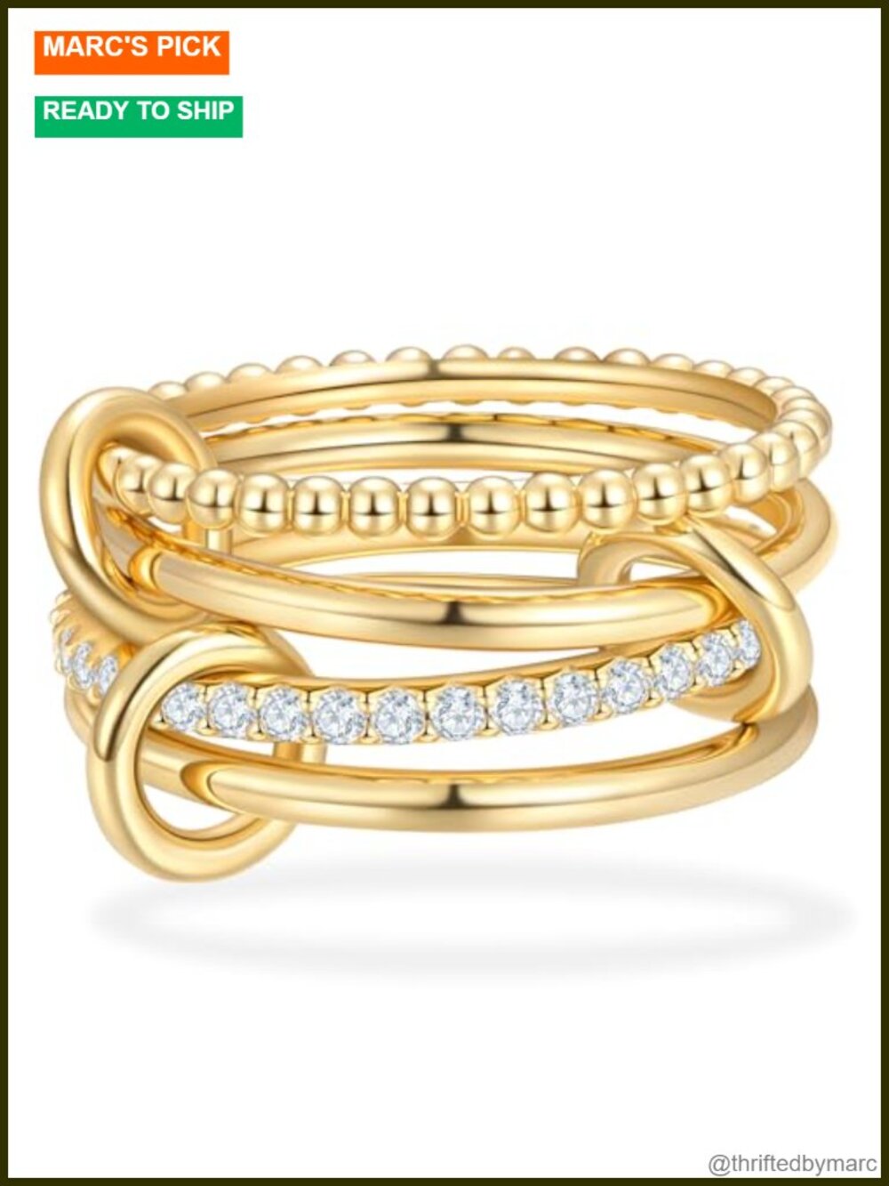 14K Gold Plated 925 Sterling Silver Moissanite Stackable Ring